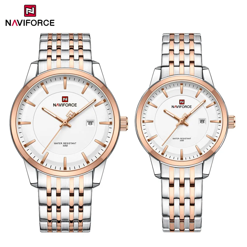 ست ساعت مچی عقربه ای زنانه و مردانه نیوی فورس مدل NF9228SWRG